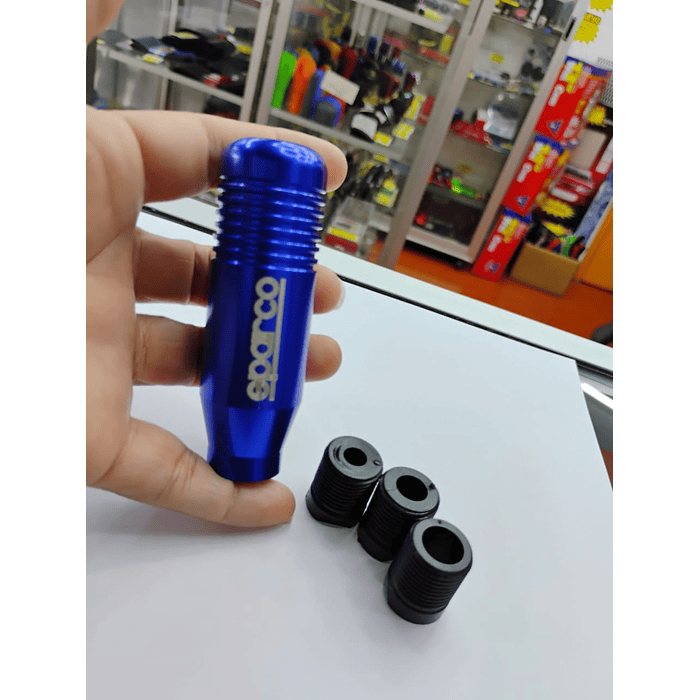 🌟Oferta especial 🌟  Pomo Perilla de cambio universal metalico 8.5cm Sparco azul  1