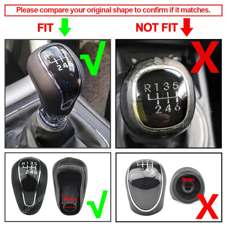 Pomo perilla de Cuero para Palanca 6 Velocidades con reversa por 6
