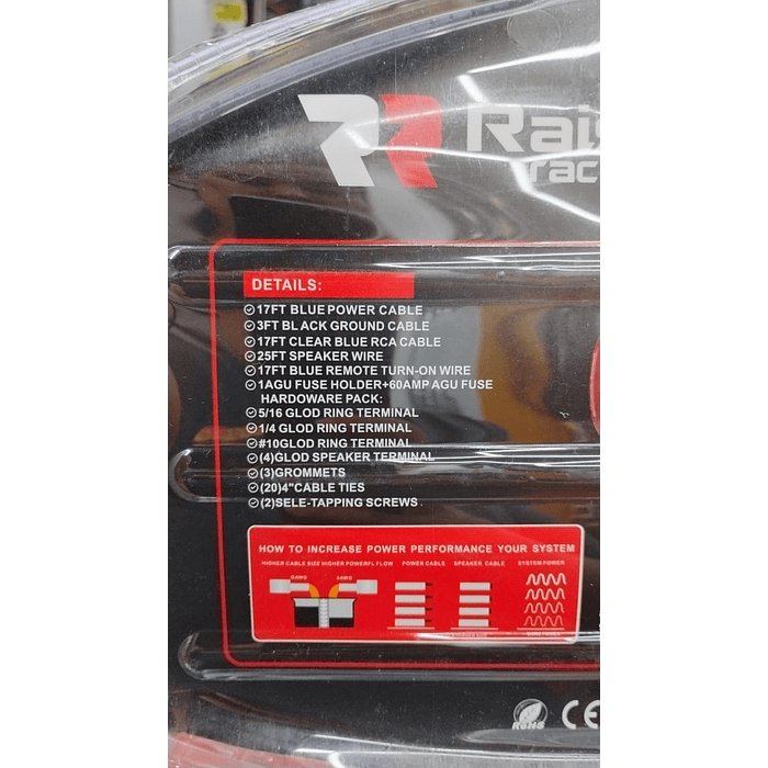 Kit de cables de amplificación para auto, Modelo Premium Número 8GA es ideal para hacer conexiones profesionales de tu amplificador de auto. Incluye kit de cables mas fusible 2