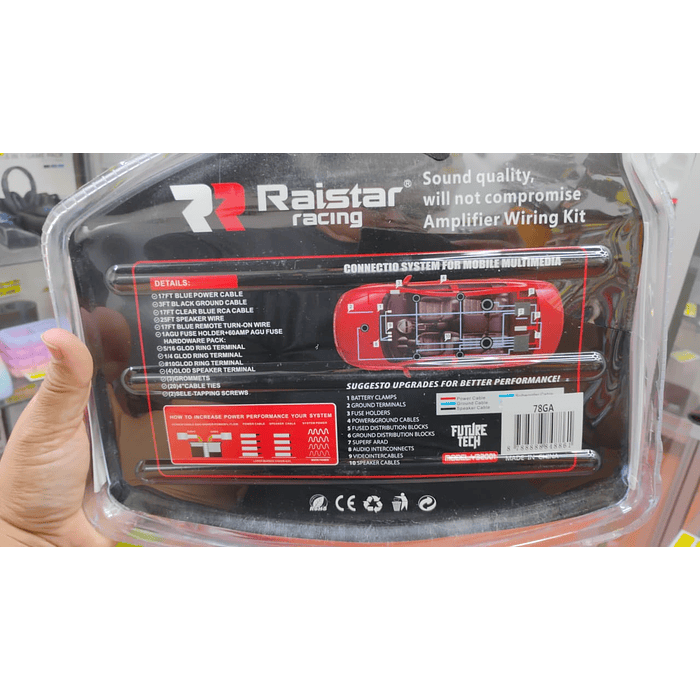 Kit de cables de amplificación para auto, Modelo Premium Número 8GA es ideal para hacer conexiones profesionales de tu amplificador de auto. Incluye kit de cables mas fusible 3