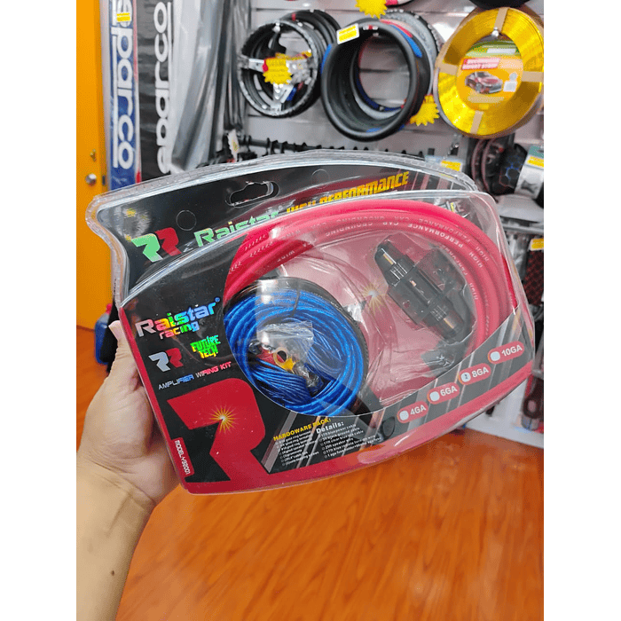 Kit de cables de amplificación para auto, Modelo Premium Número 8GA es ideal para hacer conexiones profesionales de tu amplificador de auto. Incluye kit de cables mas fusible 4
