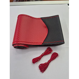 Funda Protectora para Volante diseño carbono rojo con negro hilo rojo