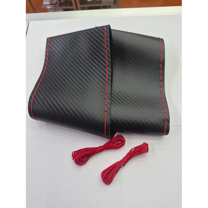 Funda Protectora para Volante cosido diseño carbono hilo Rojo 1