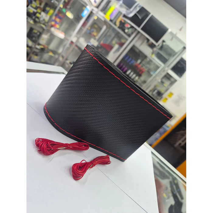 Funda Protectora para Volante cosido diseño carbono hilo Rojo 3