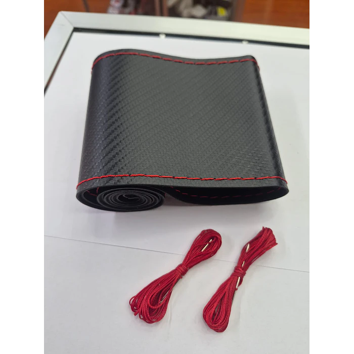 Funda Protectora para Volante cosido diseño carbono hilo Rojo 5