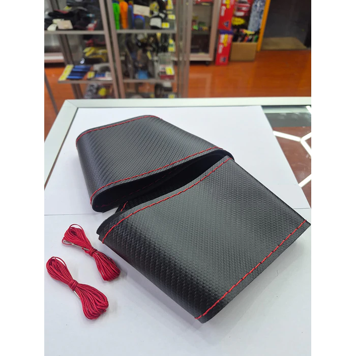 Funda Protectora para Volante cosido diseño carbono hilo Rojo 7