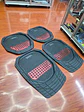 Set de alfombras pisos tapetes tipo bandeja negro con rojo - Miniatura 5