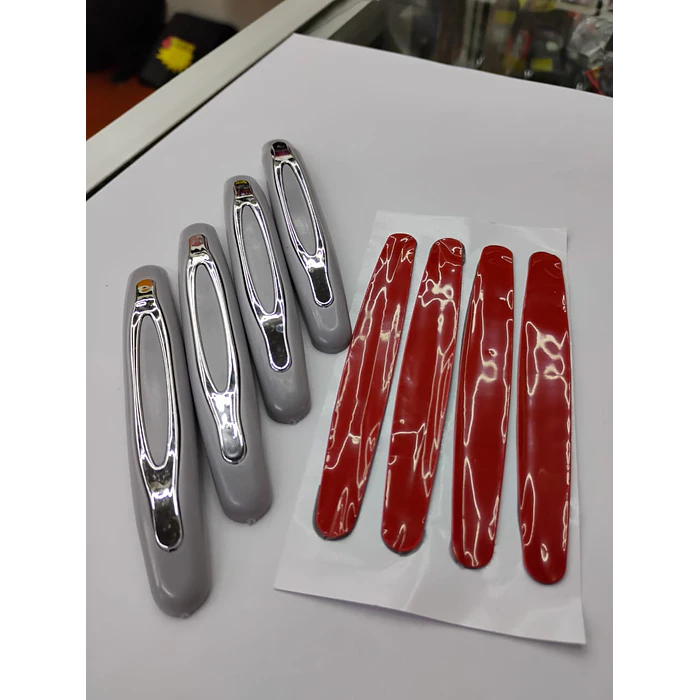 Set X4 topes de puertas protectores goma grueso gris con plata cromado 2