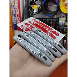 Set X4 topes de puertas protectores goma grueso gris con plata cromado