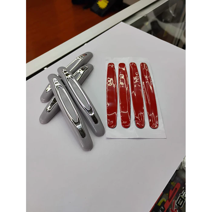 Set X4 topes de puertas protectores goma grueso gris con plata cromado 5