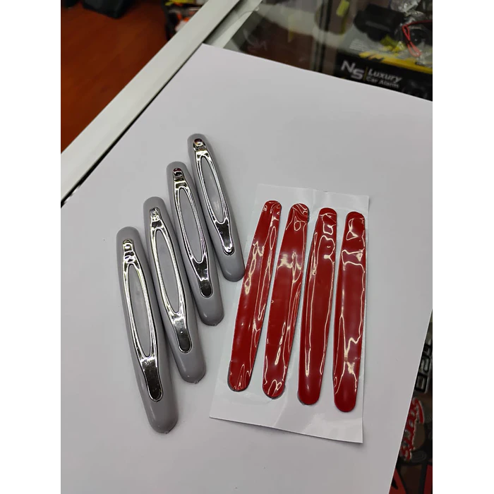 Set X4 topes de puertas protectores goma grueso gris con plata cromado 6