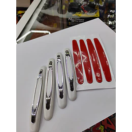 Set X4 topes de puertas protectores goma grueso blanco con plata cromado