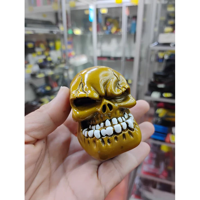 Pomo perilla palanca de cambios tunning diseño Calavera mostaza  5