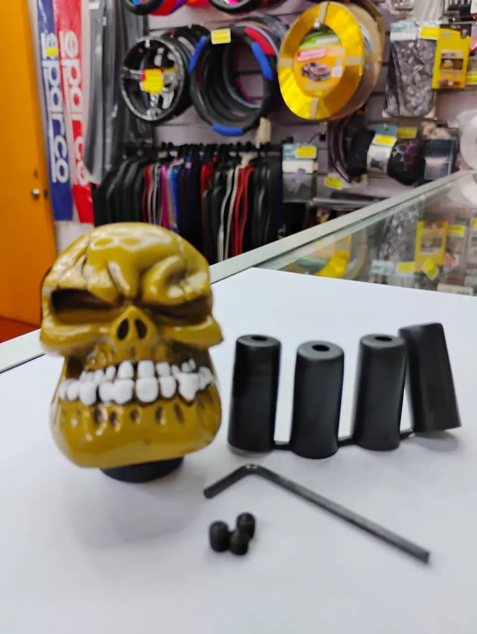 Pomo perilla palanca de cambios tunning diseño Calavera mostaza 7