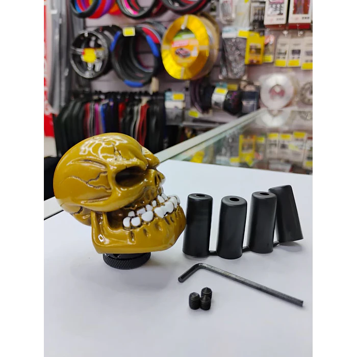 Pomo perilla palanca de cambios tunning diseño Calavera mostaza  8