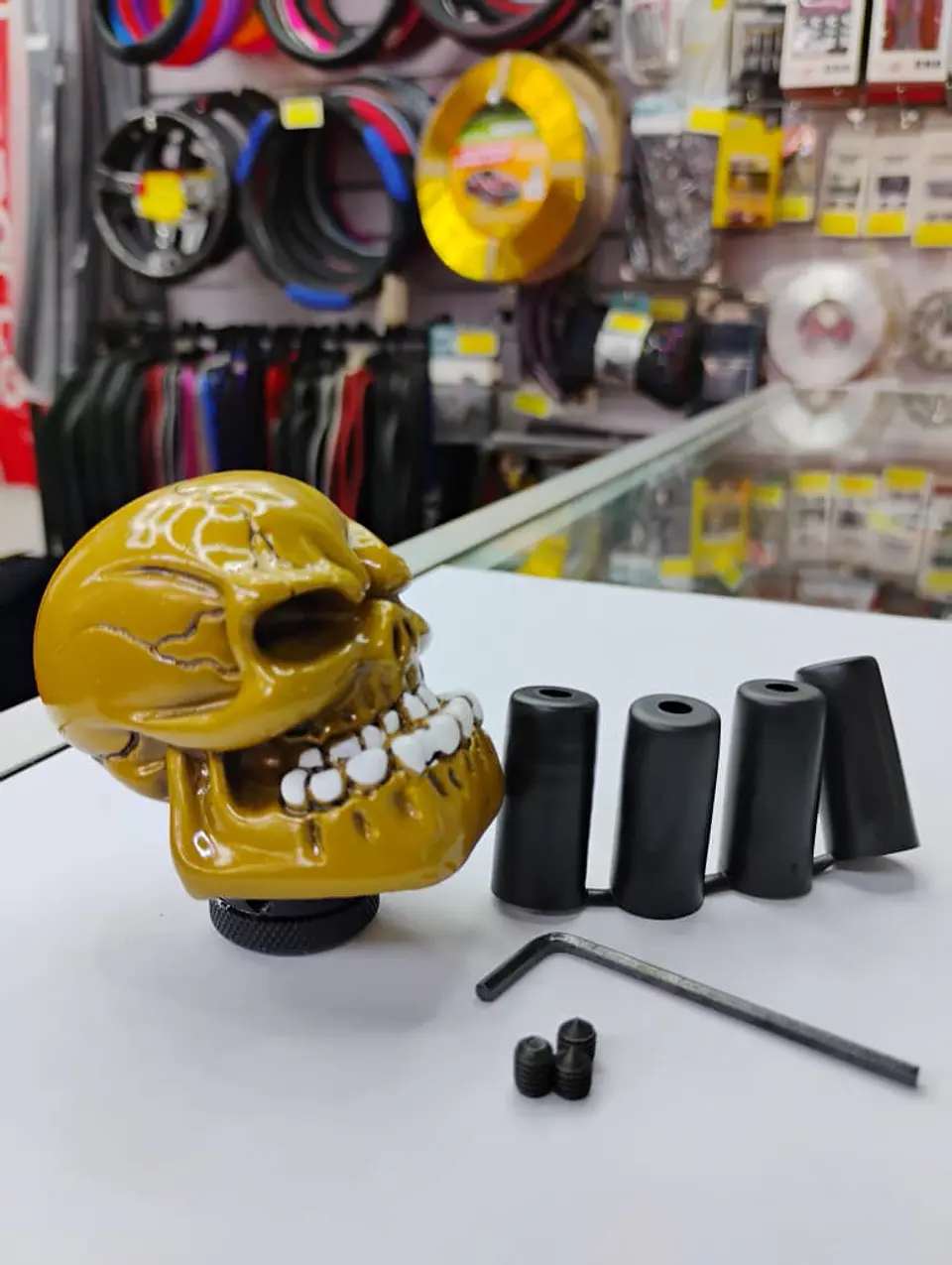 Pomo perilla palanca de cambios tunning diseño Calavera mostaza 8