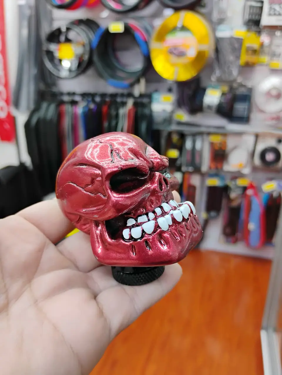 Pomo perilla palanca de cambios tunning diseño Calavera rojo 2