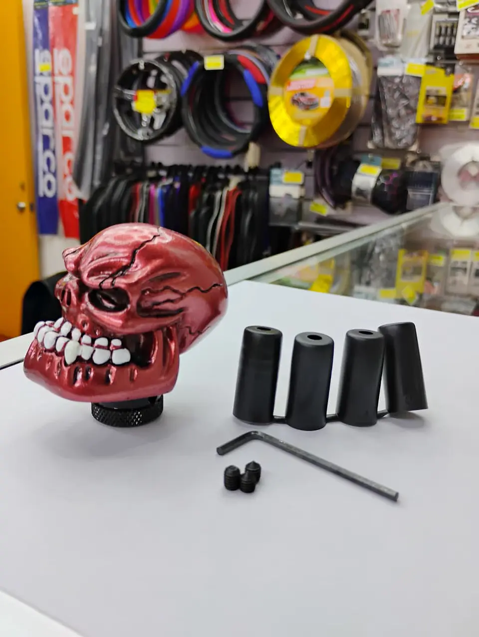 Pomo perilla palanca de cambios tunning diseño Calavera rojo 6