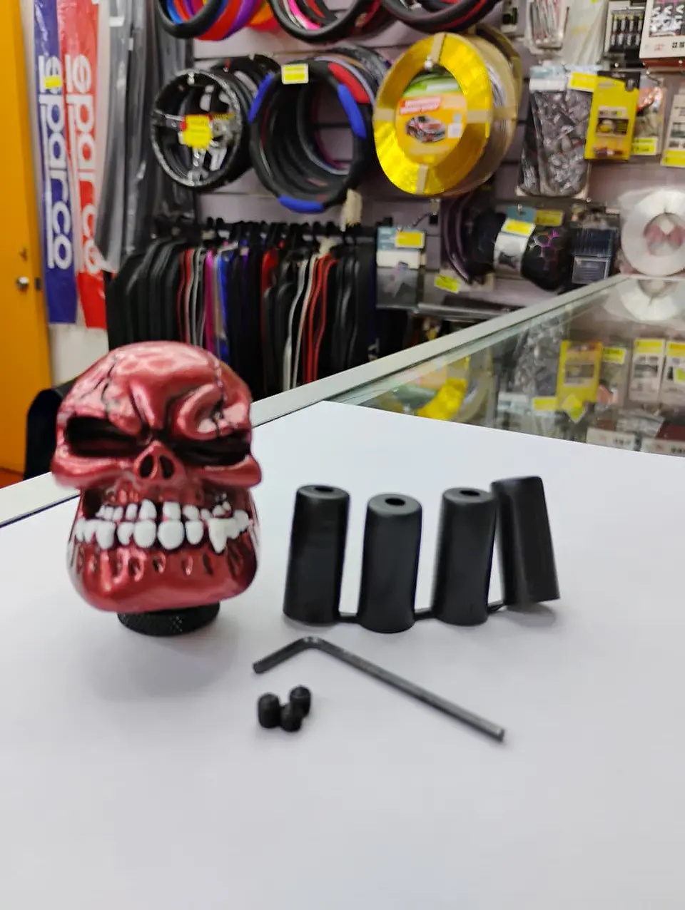 Pomo perilla palanca de cambios tunning diseño Calavera rojo 8