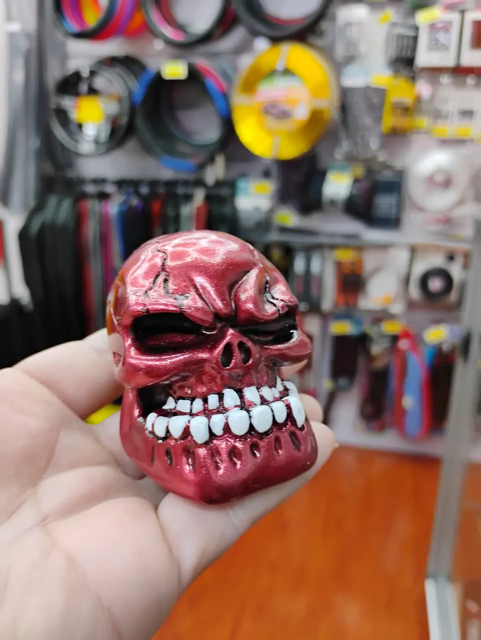 Pomo perilla palanca de cambios tunning diseño Calavera rojo 9