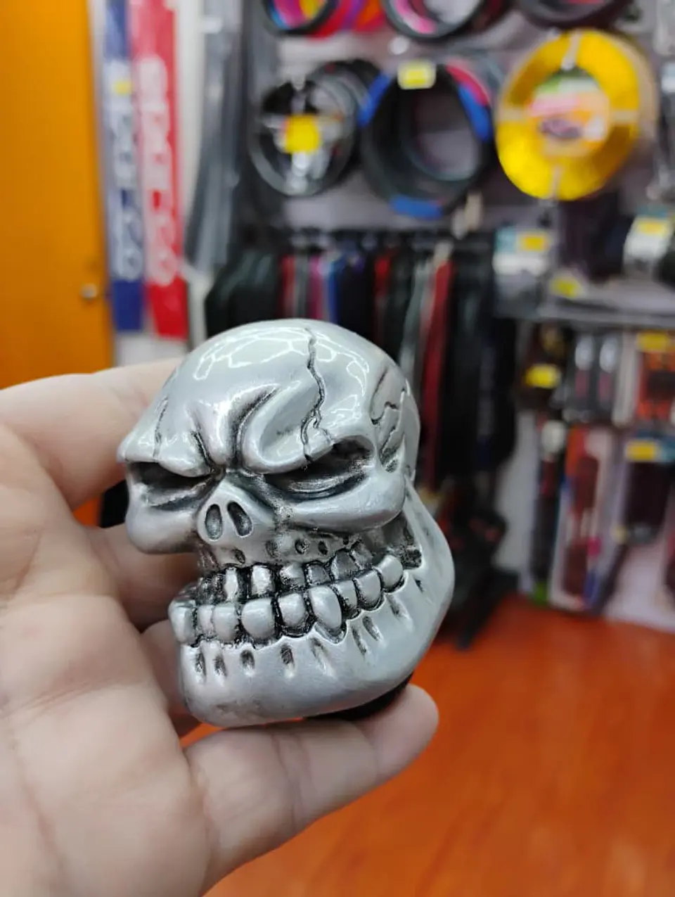 Pomo perilla de cambios tunning diseño Calavera - Plateado 4