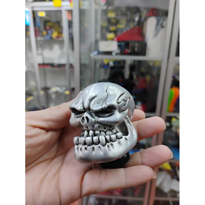Pomo perilla palanca de cambios tunning diseño Calavera gris plata plateado 5