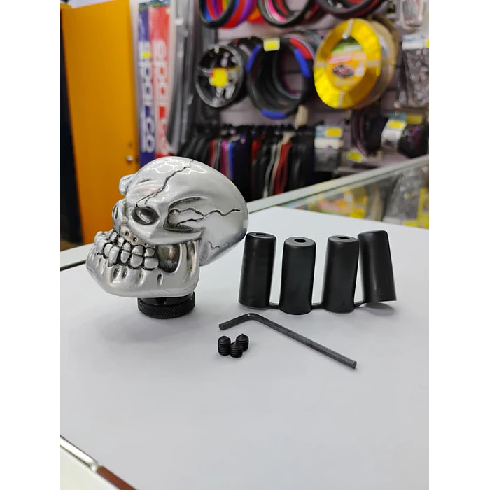 Pomo perilla palanca de cambios tunning diseño Calavera gris plata plateado 6