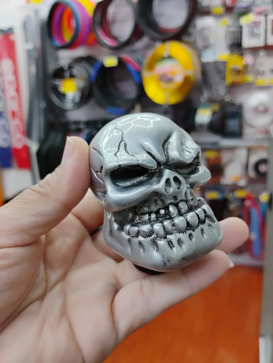 Pomo perilla de cambios tunning diseño Calavera - Plateado 9