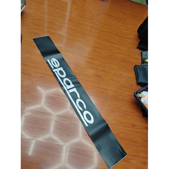 Stickers, estiquetas  Pegatina para parabrisas delantero de autos de vinilo automotriz pegatina con logotipo de Sparco reflectivo color negro medidas 130 x 20cm 4