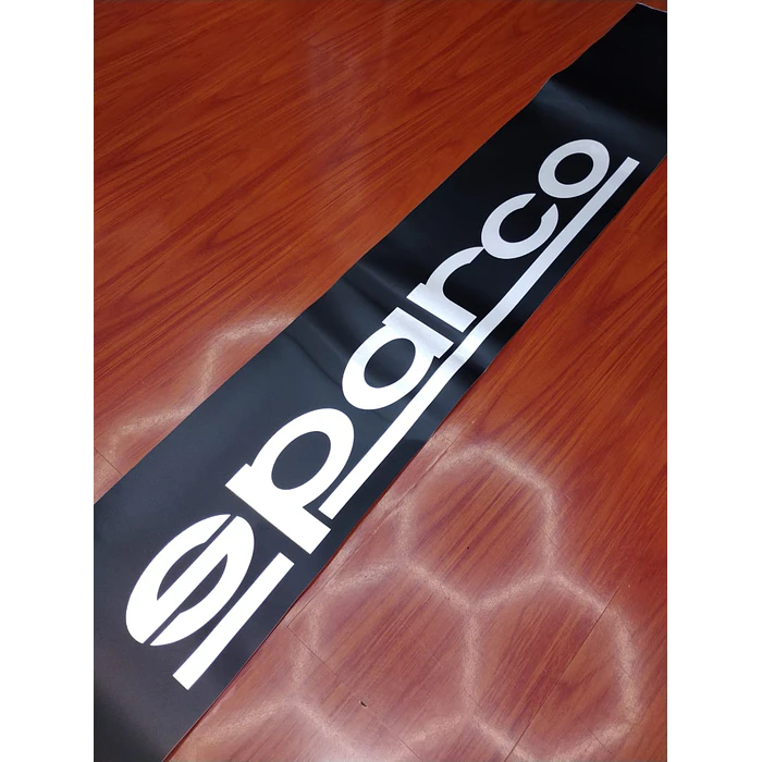 Stickers, estiquetas  Pegatina para parabrisas delantero de autos de vinilo automotriz pegatina con logotipo de Sparco reflectivo color negro medidas 130 x 20cm 5
