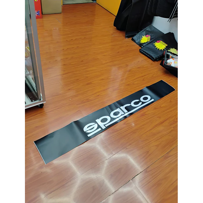 Stickers, estiquetas  Pegatina para parabrisas delantero de autos de vinilo automotriz pegatina con logotipo de Sparco reflectivo color negro medidas 130 x 20cm 6