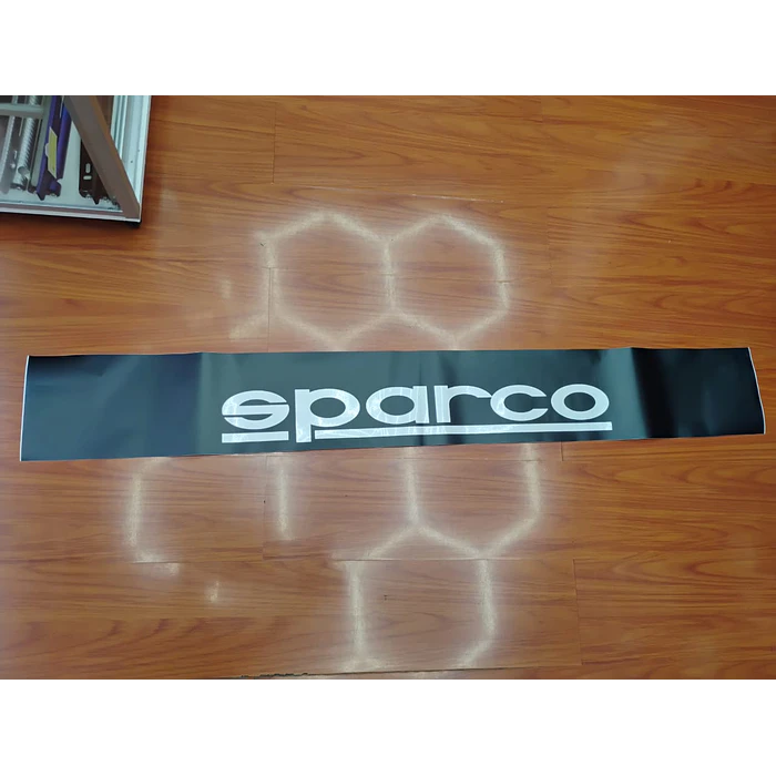 Stickers, estiquetas  Pegatina para parabrisas delantero de autos de vinilo automotriz pegatina con logotipo de Sparco reflectivo color negro medidas 130 x 20cm 7