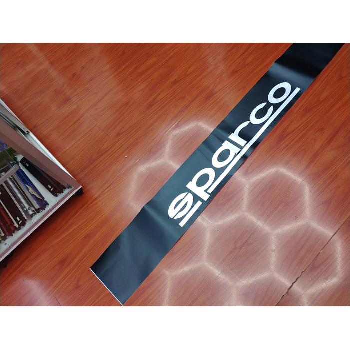 Stickers, estiquetas  Pegatina para parabrisas delantero de autos de vinilo automotriz pegatina con logotipo de Sparco reflectivo color negro medidas 130 x 20cm 10
