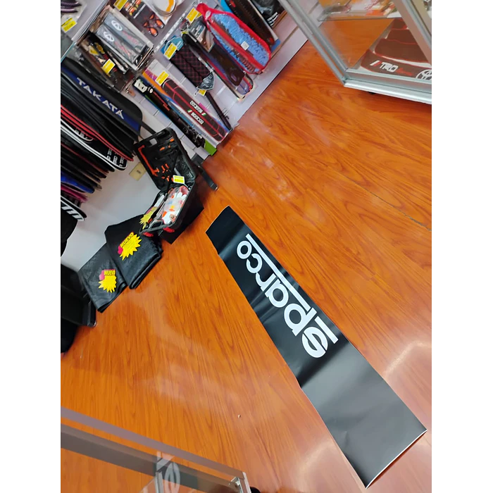 Stickers, estiquetas  Pegatina para parabrisas delantero de autos de vinilo automotriz pegatina con logotipo de Sparco reflectivo color negro medidas 130 x 20cm 12