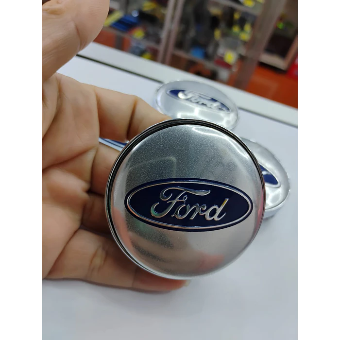 *Set x4 Tapas para Centro de Llantas Ford gris centro azul* 1