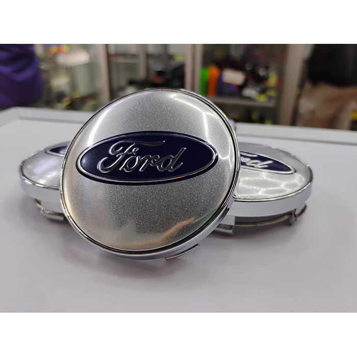 *Set x4 Tapas para Centro de Llantas Ford gris centro azul* 2