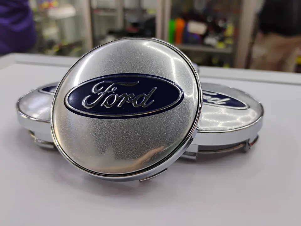 Set x4 Tapas para Centro de Llantas Ford gris centro azul 2