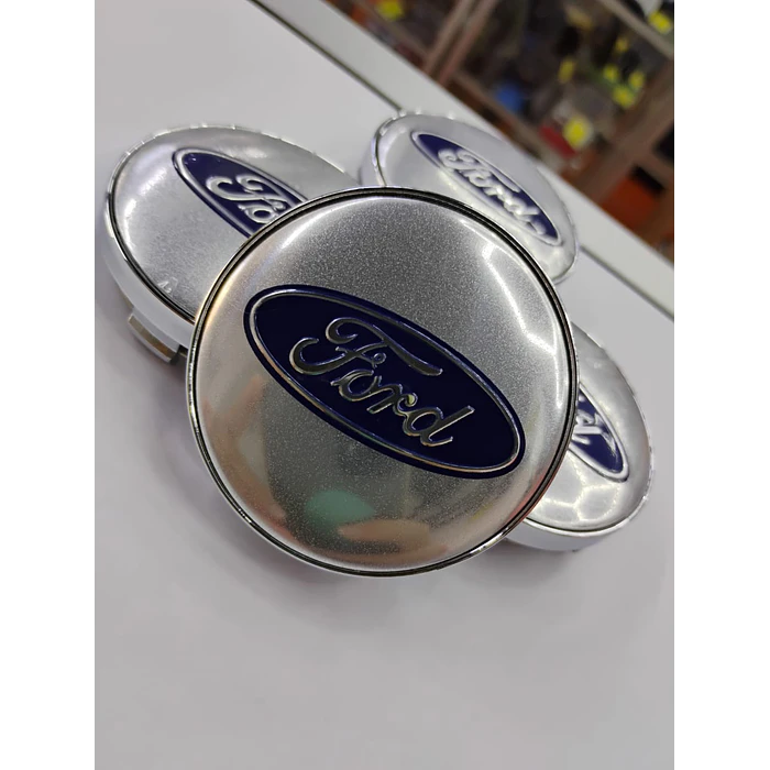 *Set x4 Tapas para Centro de Llantas Ford gris centro azul* 3