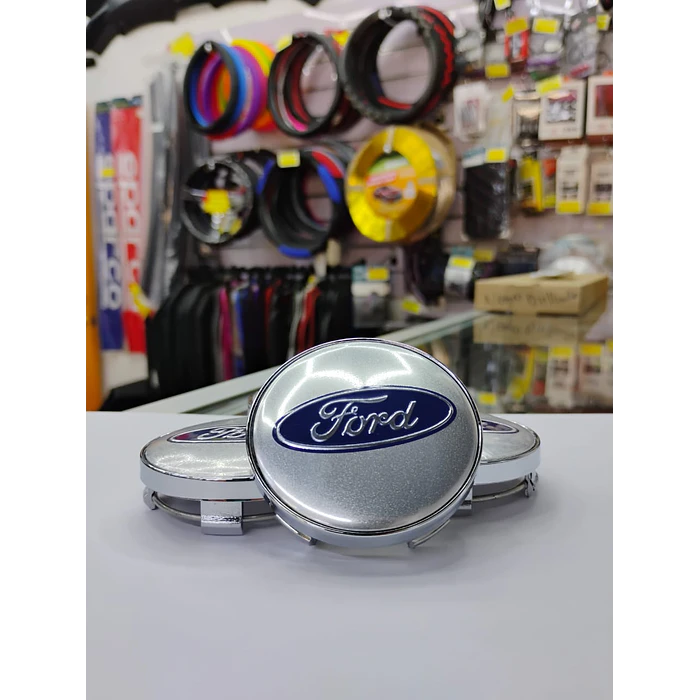 *Set x4 Tapas para Centro de Llantas Ford gris centro azul* 5