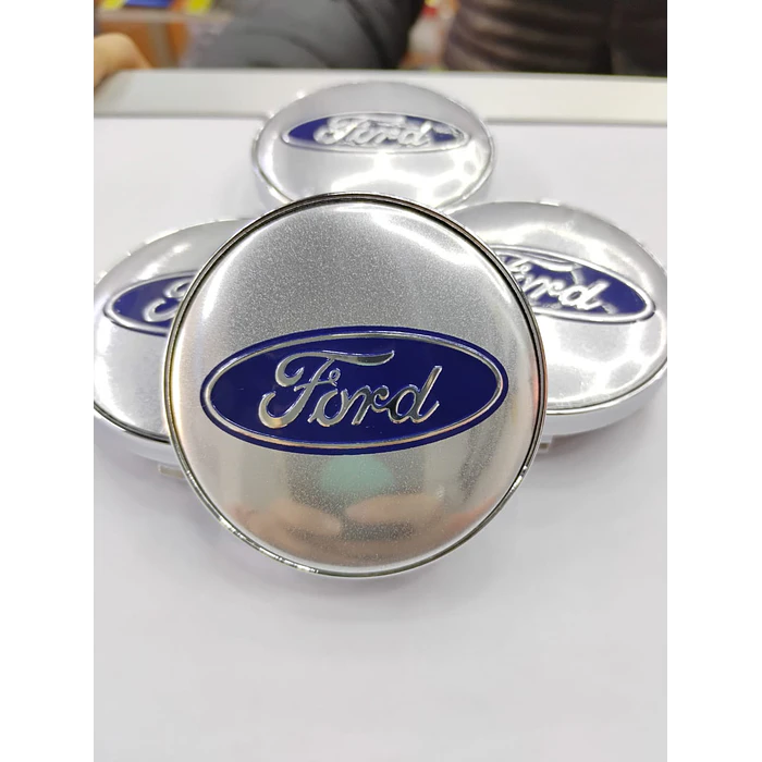 *Set x4 Tapas para Centro de Llantas Ford gris centro azul* 7