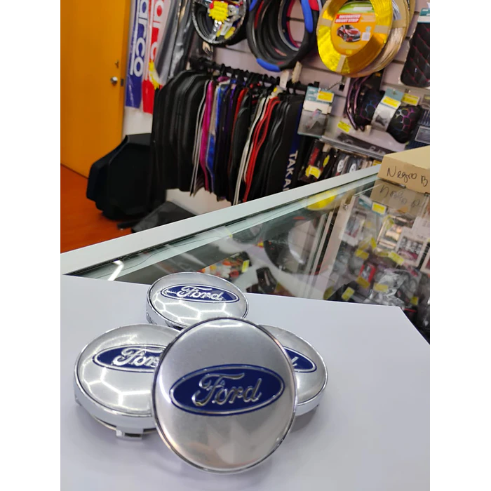 *Set x4 Tapas para Centro de Llantas Ford gris centro azul* 9