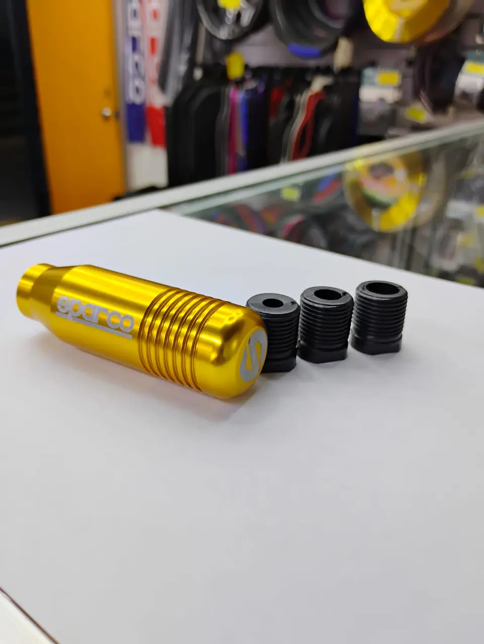 Pomo perilla de cambio metalico 8.5cm Sparco dorado, amarillo 2