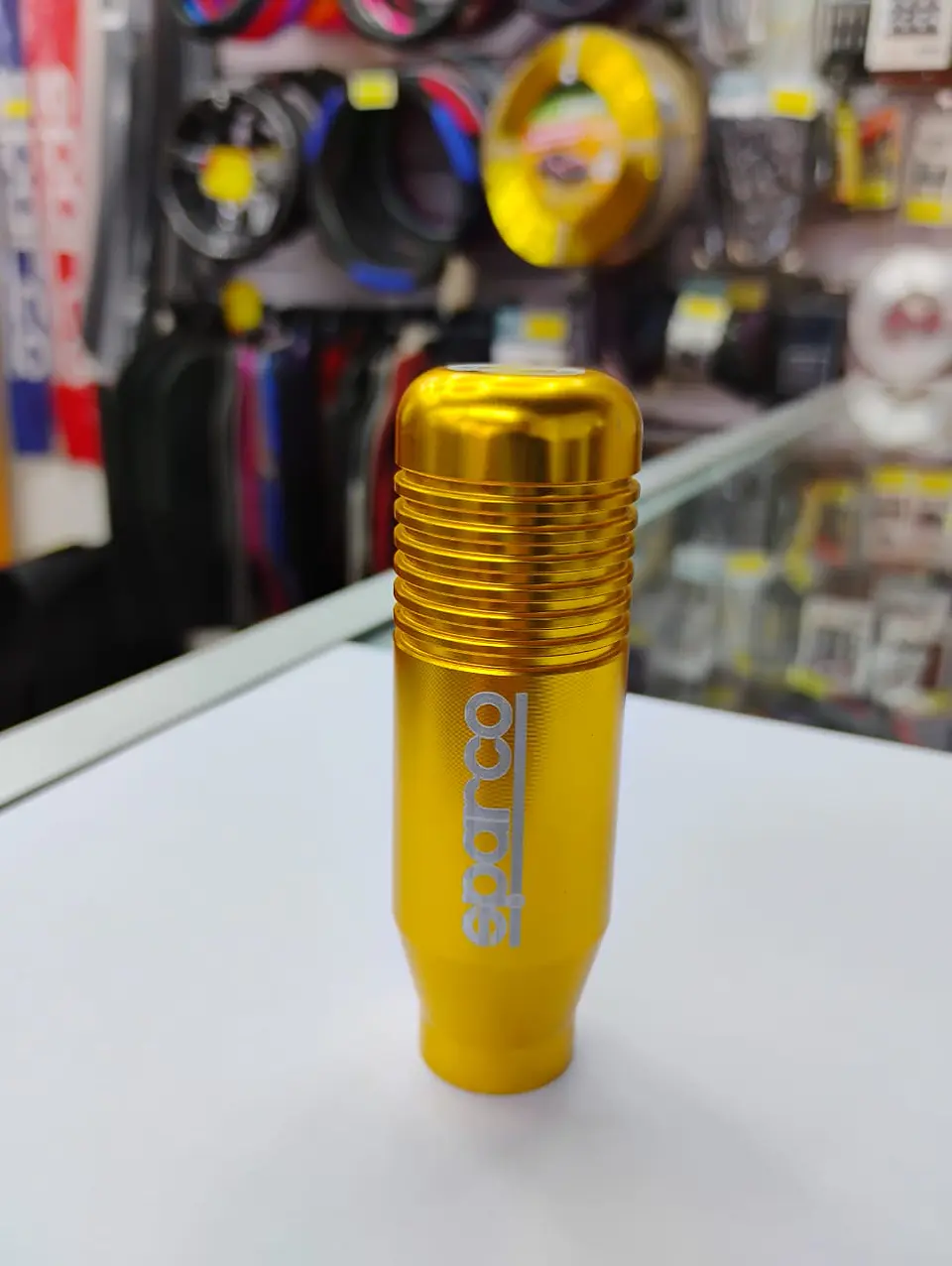 Pomo perilla de cambio metalico 8.5cm Sparco dorado, amarillo 4