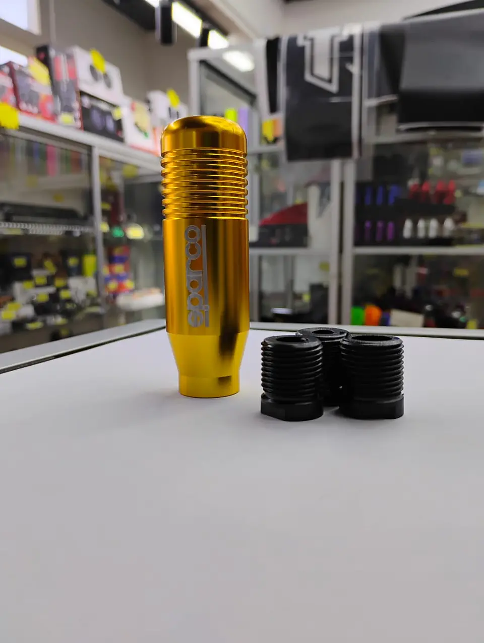 Pomo perilla de cambio metalico 8.5cm Sparco dorado, amarillo 9