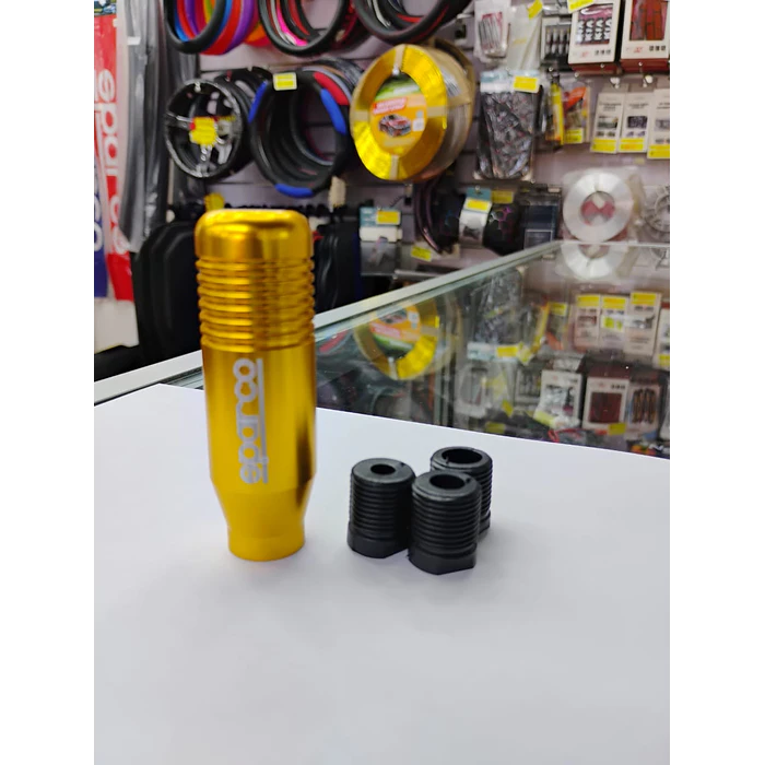 Pomo Perilla de cambio universal metalico 8.5cm Sparco dorado, amarillo  10