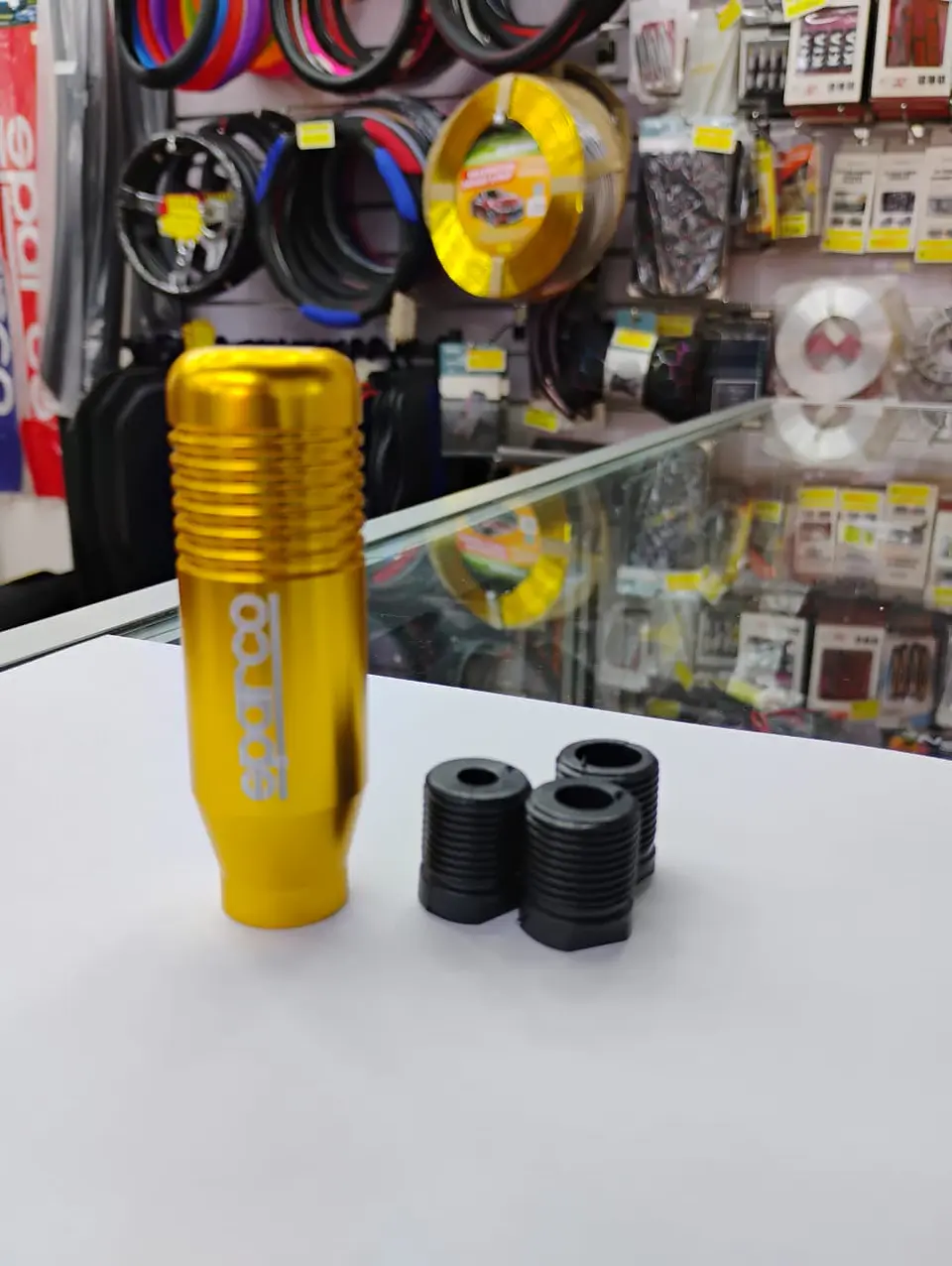Pomo perilla de cambio metalico 8.5cm Sparco dorado, amarillo 10