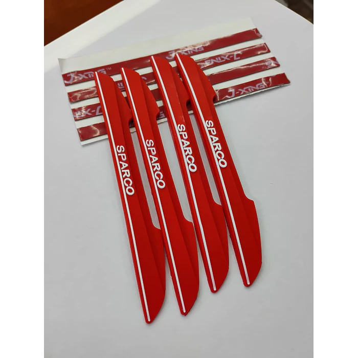 Set Tope de puerta, tope de retrovisor, tope de parachoques Anticolisión, Borde de puerta lateral de auto universal antiarañazos 4 unidades Sparco ROJO  1