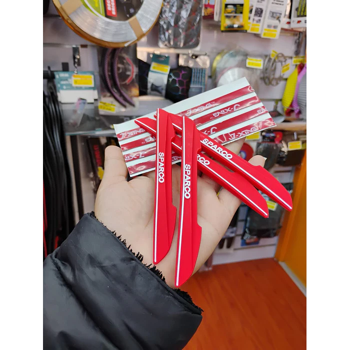 Set Tope de puerta, tope de retrovisor, tope de parachoques Anticolisión, Borde de puerta lateral de auto universal antiarañazos 4 unidades Sparco ROJO  3