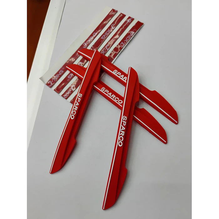 Set Tope de puerta, tope de retrovisor, tope de parachoques Anticolisión, Borde de puerta lateral de auto universal antiarañazos 4 unidades Sparco ROJO  8