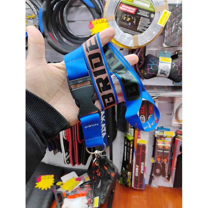 Llavero Lanyard largo  colgante tunning porta llaves y credencial modelo BRIDE AZUL 7